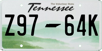 TN license plate Z9764K
