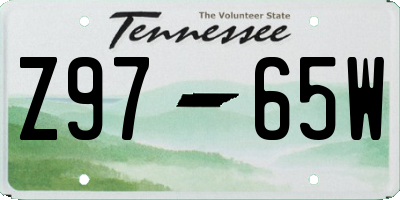 TN license plate Z9765W