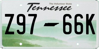 TN license plate Z9766K