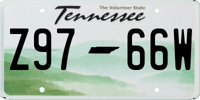 TN license plate Z9766W