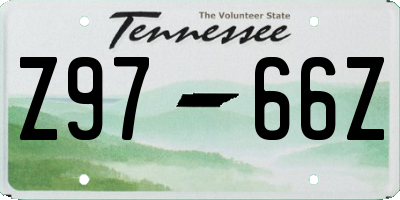 TN license plate Z9766Z