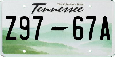 TN license plate Z9767A