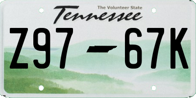 TN license plate Z9767K