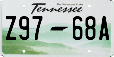 TN license plate Z9768A