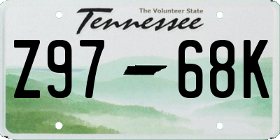 TN license plate Z9768K