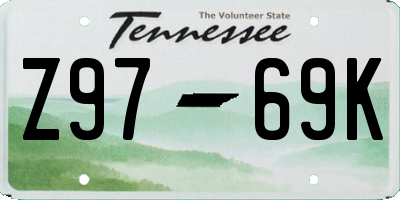 TN license plate Z9769K