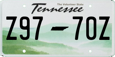 TN license plate Z9770Z