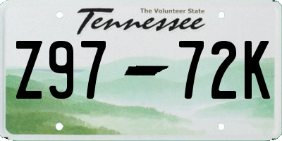 TN license plate Z9772K