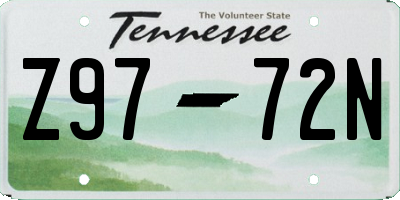 TN license plate Z9772N