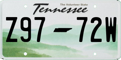 TN license plate Z9772W