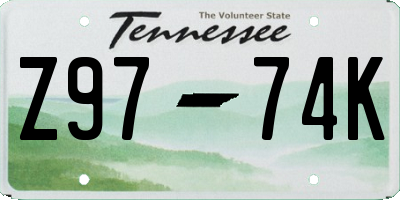 TN license plate Z9774K