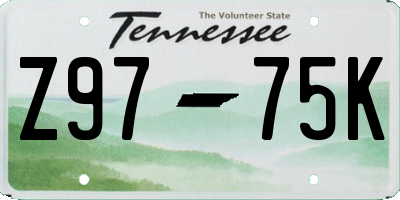 TN license plate Z9775K