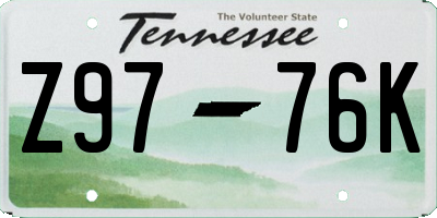 TN license plate Z9776K