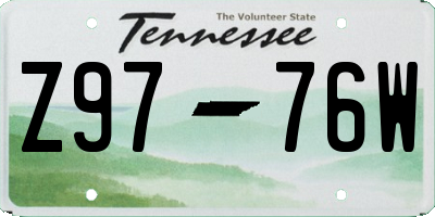 TN license plate Z9776W