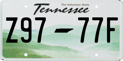 TN license plate Z9777F