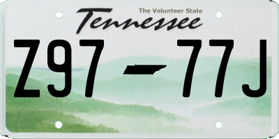 TN license plate Z9777J