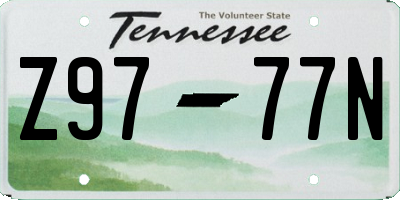 TN license plate Z9777N