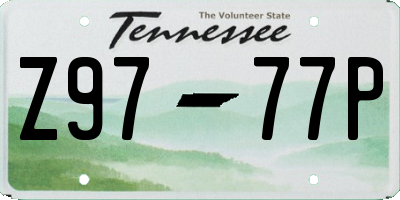 TN license plate Z9777P