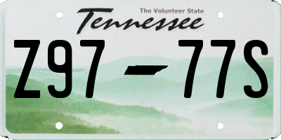 TN license plate Z9777S