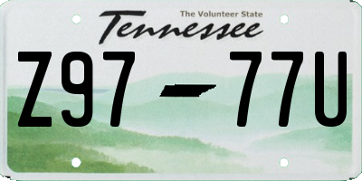 TN license plate Z9777U