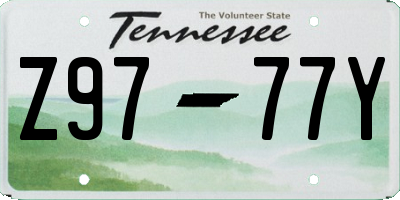 TN license plate Z9777Y