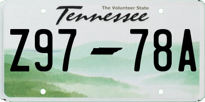 TN license plate Z9778A