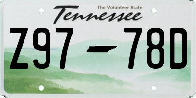 TN license plate Z9778D