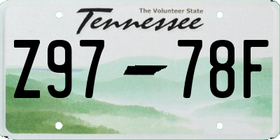 TN license plate Z9778F