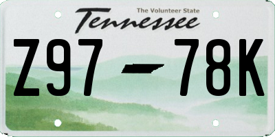 TN license plate Z9778K