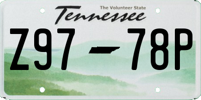 TN license plate Z9778P