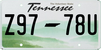 TN license plate Z9778U