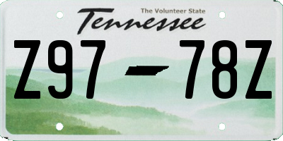 TN license plate Z9778Z