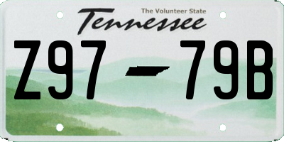 TN license plate Z9779B