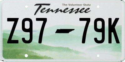 TN license plate Z9779K