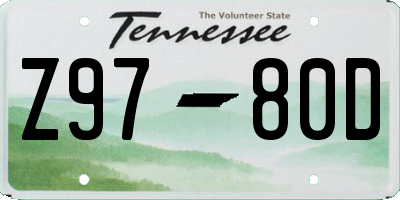 TN license plate Z9780D