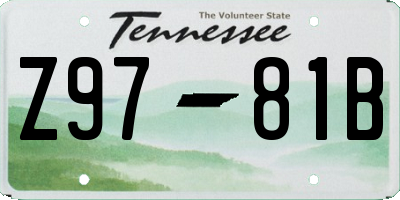 TN license plate Z9781B