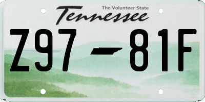 TN license plate Z9781F