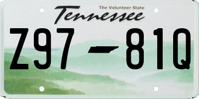 TN license plate Z9781Q