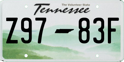 TN license plate Z9783F