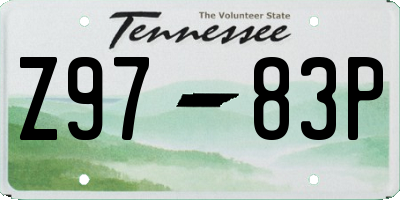 TN license plate Z9783P