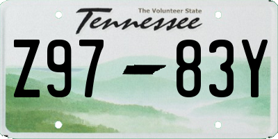 TN license plate Z9783Y