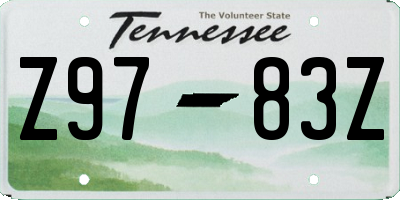 TN license plate Z9783Z