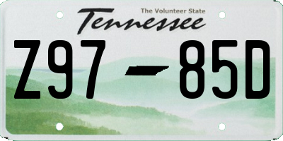 TN license plate Z9785D