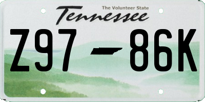 TN license plate Z9786K