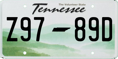 TN license plate Z9789D