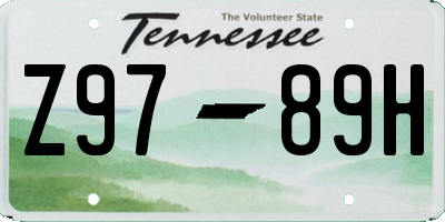 TN license plate Z9789H