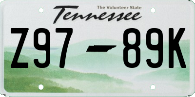 TN license plate Z9789K