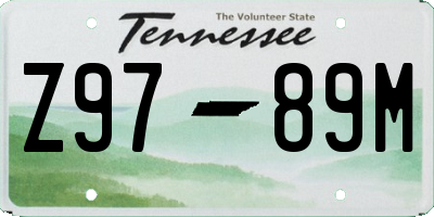 TN license plate Z9789M