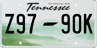 TN license plate Z9790K