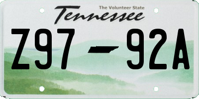 TN license plate Z9792A